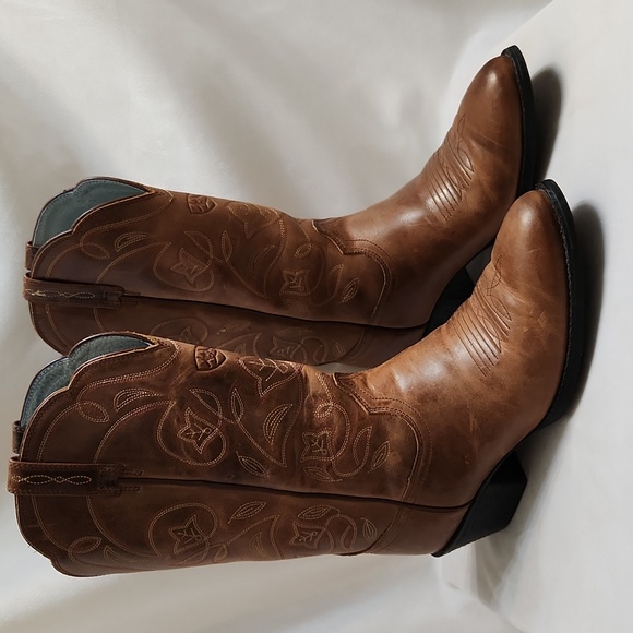 Ariat Heritage R Toe Leather Western Heeled Cowgirl Boots (W Size 8) - Picture 2 of 16